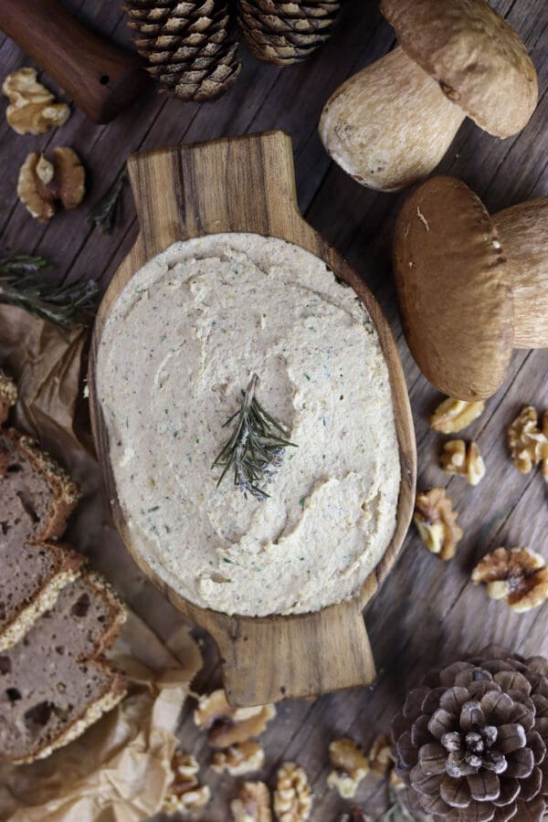 Image of gorgeous porcini mushroom walnut pate bowl.